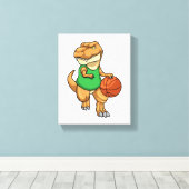 Dinosaurier beim Sport mit Basketball Leinwanddruck (Insitu (Holzboden))