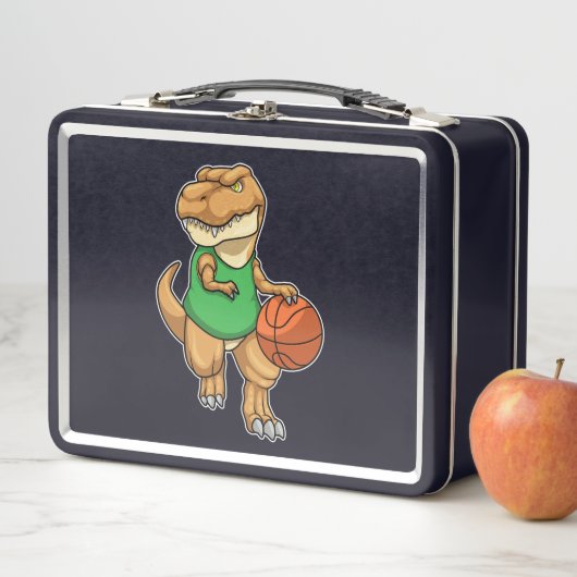 Dinosaurier beim Sport mit Basketball Metall Brotdose (Beispiel)