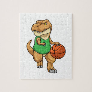 Dinosaurier beim Sport mit Basketball Puzzle