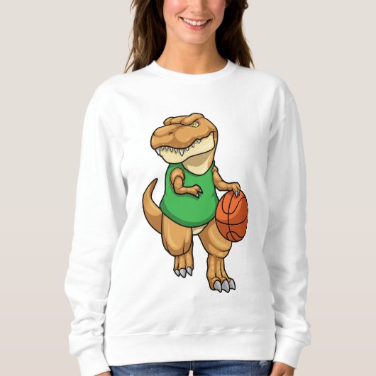 Dinosaurier beim Sport mit Basketball Sweatshirt (Vorderseite)