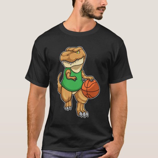 Dinosaurier beim Sport mit Basketball T-Shirt (Vorderseite)