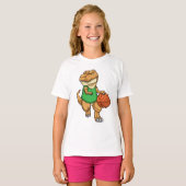 Dinosaurier beim Sport mit Basketball T-Shirt (Vorne ganz)