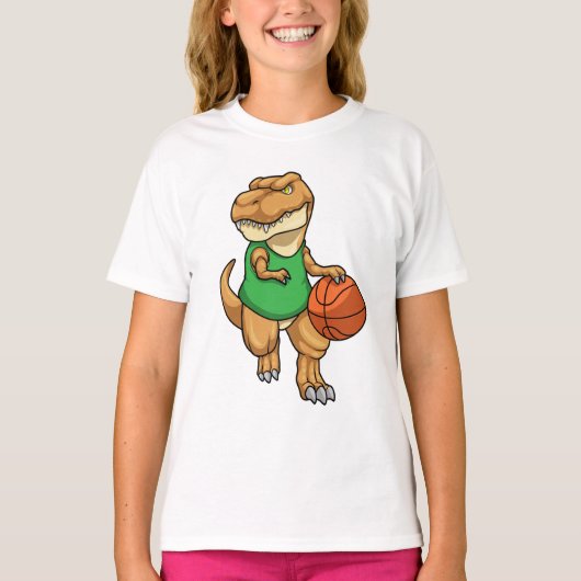 Dinosaurier beim Sport mit Basketball T-Shirt (Vorderseite)