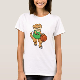 Dinosaurier beim Sport mit Basketball T-Shirt