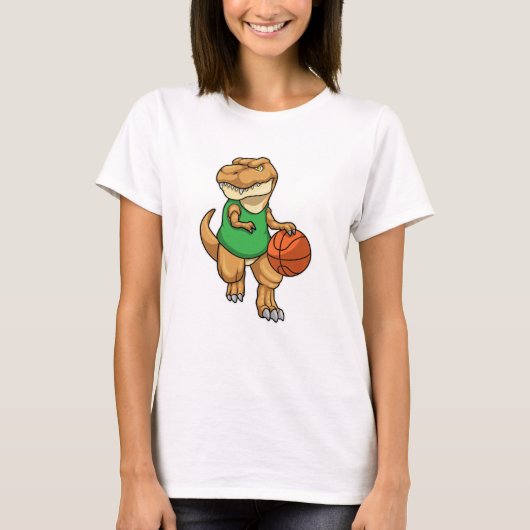 Dinosaurier beim Sport mit Basketball T-Shirt (Vorderseite)