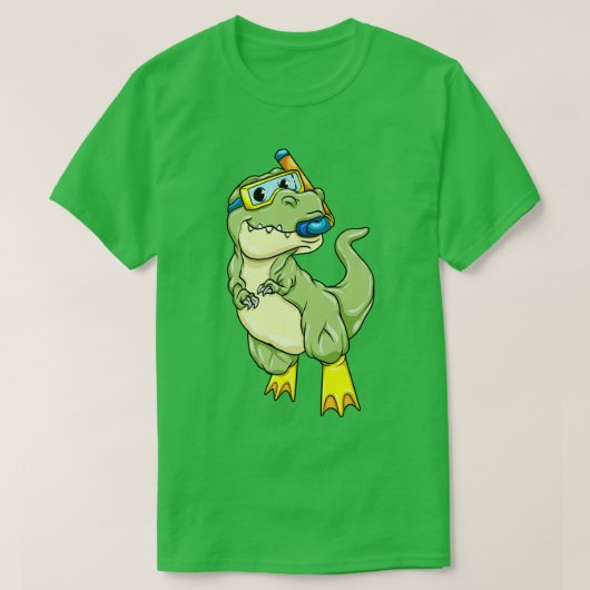 Dinosaurier beim Tauchen mit Schwimmbrille T-Shirt (Design vorne)