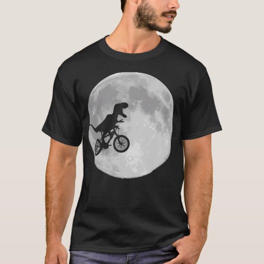 Dinosaurier Bike and Moon Shirt Retro 80's Funny (Vorderseite)