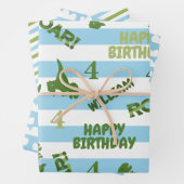 Dinosaurier Birthday Personalisiert Wrapping Paper Geschenkpapier Set (Beispiel)