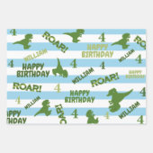 Dinosaurier Birthday Personalisiert Wrapping Paper Geschenkpapier Set (Vorderseite)