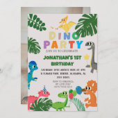 Dinosaurier Birthday Simple First Birthday Baby Fo Einladung (Vorne/Hinten)