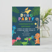 Dinosaurier Birthday Simple First Birthday Baby Fo Einladung (Stehend Vorderseite)