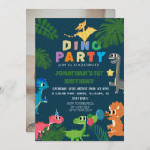 Dinosaurier Birthday Simple First Birthday Baby Fo Einladung (Vorne/Hinten)