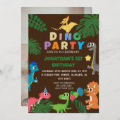 Dinosaurier Birthday Simple First Birthday Baby Fo Einladung (Vorne/Hinten)