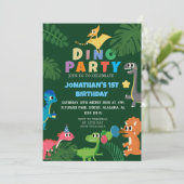Dinosaurier Birthday Simple First Birthday Baby Fo Einladung (Stehend Vorderseite)