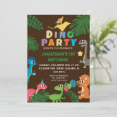 Dinosaurier Birthday Simple Niedlich First Birthda Einladung (Stehend Vorderseite)