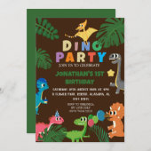 Dinosaurier Birthday Simple Niedlich First Birthda Einladung (Vorne/Hinten)