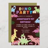 Dinosaurier Birthday Simple Niedlich First Birthda Einladung (Vorne/Hinten)
