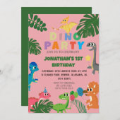 Dinosaurier Birthday Simple Niedlich First Birthda Einladung (Vorne/Hinten)