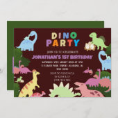 Dinosaurier Birthday Simple Niedlich First Birthda Einladung (Vorne/Hinten)