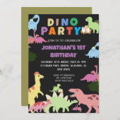 Dinosaurier Birthday Simple Niedlich First Birthda Einladung (Vorne/Hinten)