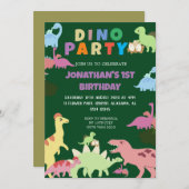 Dinosaurier Birthday Simple Niedlich First Birthda Einladung (Vorne/Hinten)