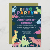 Dinosaurier Birthday Simple Niedlich First Birthda Einladung (Vorne/Hinten)