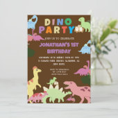Dinosaurier Birthday Simple Niedlich First Birthda Einladung (Stehend Vorderseite)