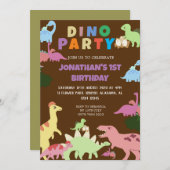 Dinosaurier Birthday Simple Niedlich First Birthda Einladung (Vorne/Hinten)