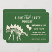 Dinosaurier Birthday Stegosaurus mit Balloons Einladung (Vorne/Hinten)