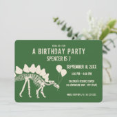 Dinosaurier Birthday Stegosaurus mit Balloons Einladung (Stehend Vorderseite)