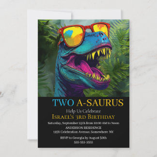 Dinosaurier Blue Birthday Celebration Einladung