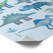 Dinosaurier Blue Poster (Ecke)
