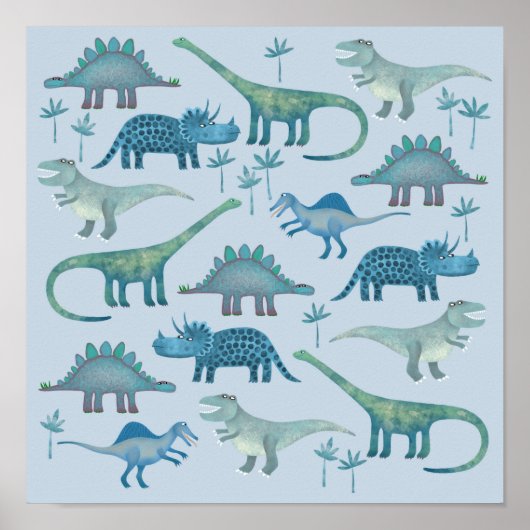 Dinosaurier Blue Poster (Vorne)