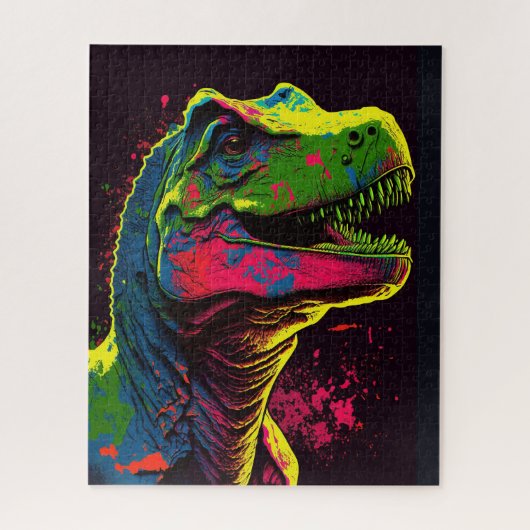 Dinosaurier Blue T Rex Pink und Green Kids Poster Puzzle (Vertikal)