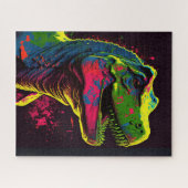 Dinosaurier Blue T Rex Pink und Green Kids Poster Puzzle (Horizontal)