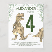 Dinosaurier Boys 4. Geburtstag Party Budget (Vorderseite)