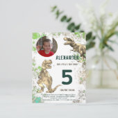 Dinosaurier Boys Birthday Party Foto Einladungspostkarte (Stehend Vorderseite)