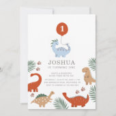 Dinosaurier Boys Erster Geburtstag Party Einladung (Vorderseite)