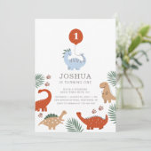 Dinosaurier Boys Erster Geburtstag Party Einladung (Stehend Vorderseite)