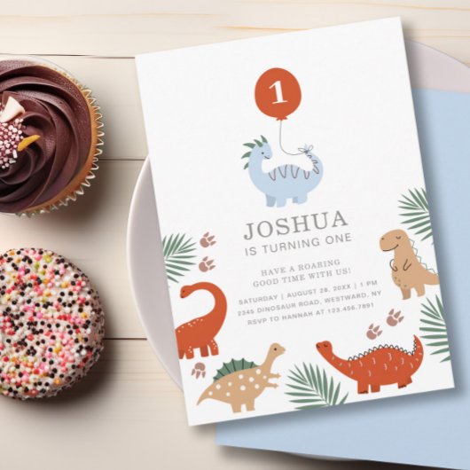 Dinosaurier Boys Erster Geburtstag Party Einladung