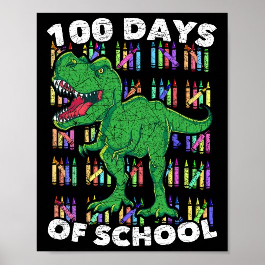 Dinosaurier Boys Girls Kinder Student T Rex 100 Ta Poster (Vorne)