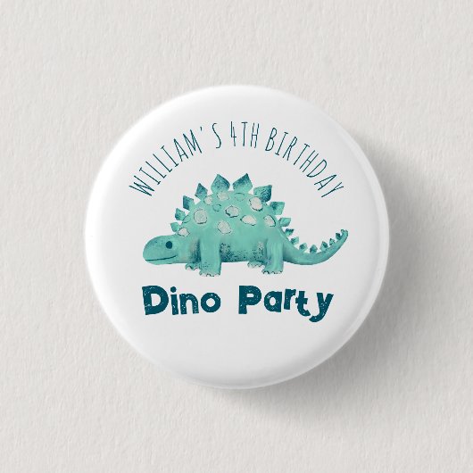 Dinosaurier Boys Party Stegosaurus Button (Vorderseite)