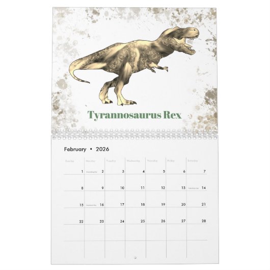 Dinosaurier Boys personalisiert Kalender (Feb 2026)