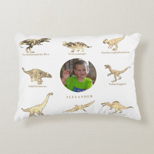 Dinosaurier Boys Personalisiert Name und Foto Dekokissen (Vorderseite)