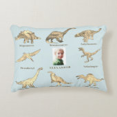Dinosaurier Boys Personalisierter Name und Foto Bl Dekokissen (Vorderseite)