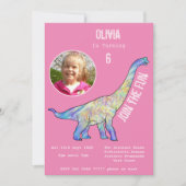 Dinosaurier Brachiosaurus Girls Birthday Pink Foto (Vorderseite)