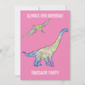 Dinosaurier Brachiosaurus Girls Birthday Pink Foto (Rückseite)