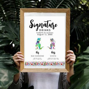 Dinosaurier-Braut und Bräutigam Hochzeit Signature Poster