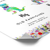 Dinosaurier-Braut und Groom-Hochzeit-Signaturgeträ Poster (Ecke)