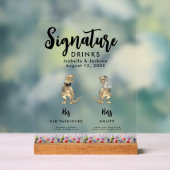 Dinosaurier Braut und Groom Signature Drinks Hochz Acrylschild (Neutral)